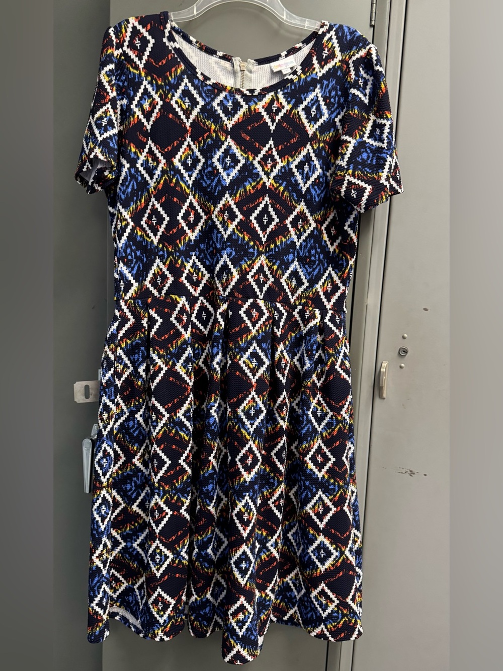 LuLaRoe Multicolor Abstract Ikat Print Amelia Midi Dress plus size 2XL